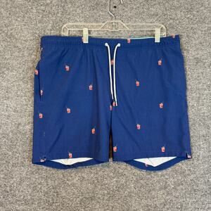 Bonobos Swim Trunks Mens Medium Blue Cocktail Print Drawstring Board Short‎